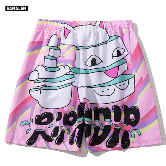 Pink Cat Graphic Shorts