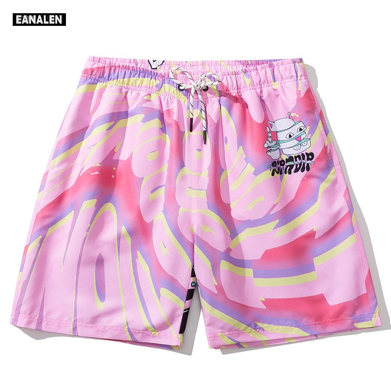 Pink Cat Graphic Shorts