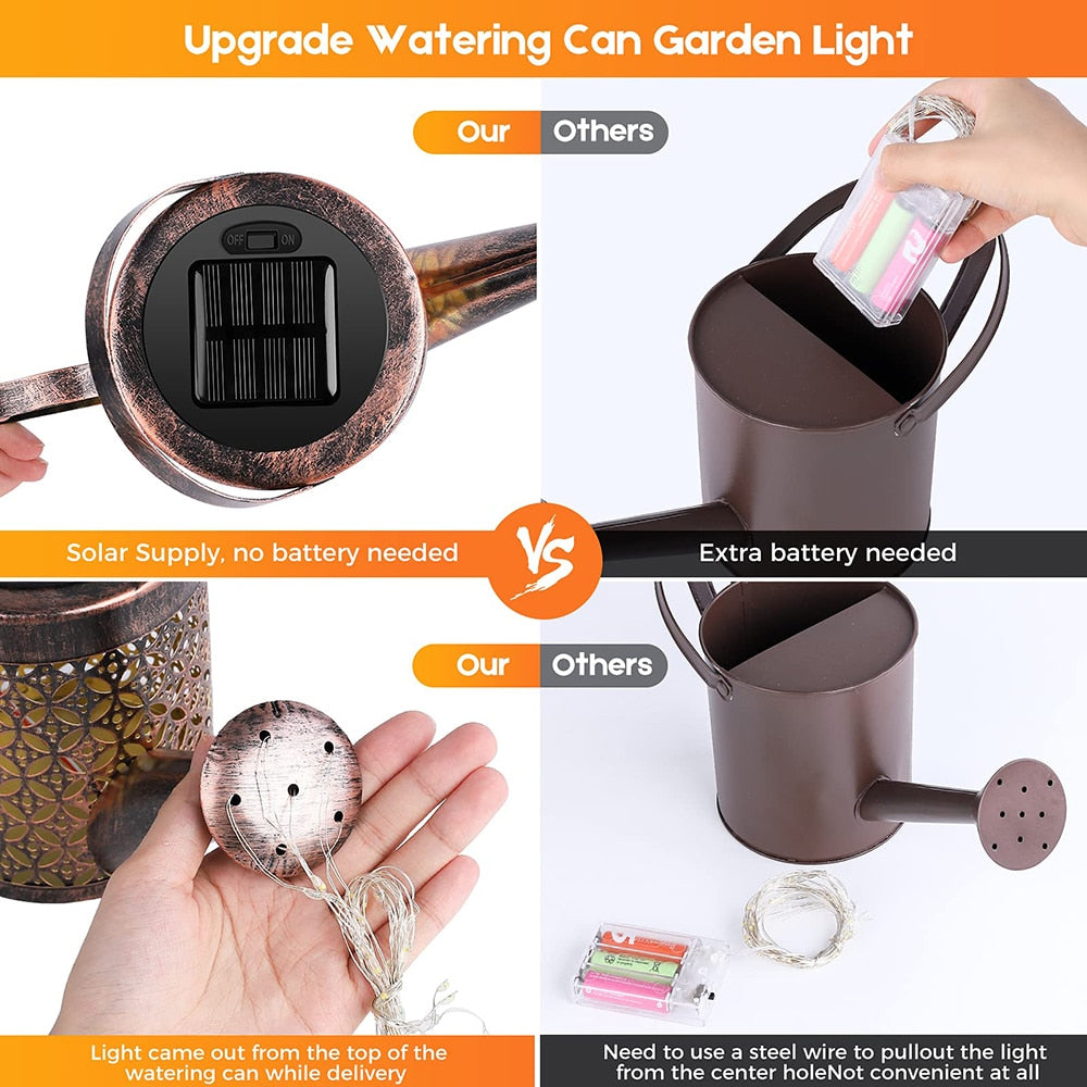 Solar Watering Can Light Hanging Kettle Lantern Light