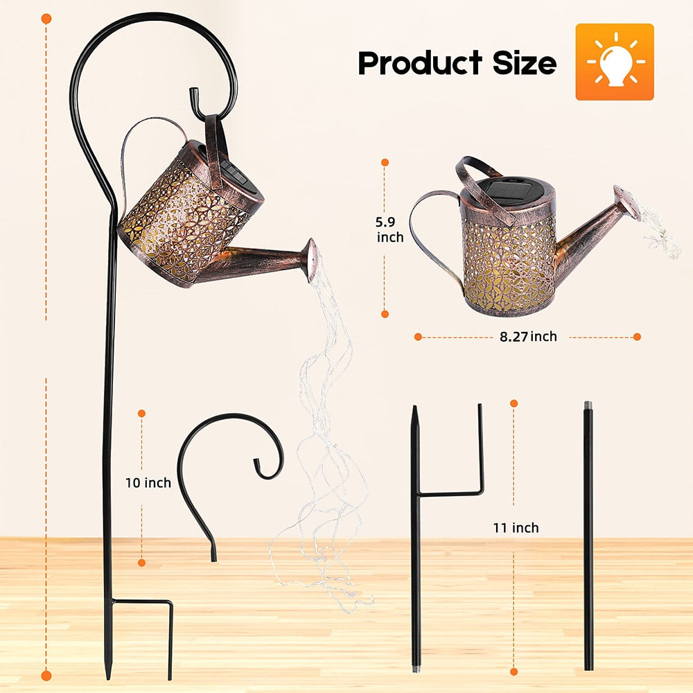 Solar Watering Can Light Hanging Kettle Lantern Light