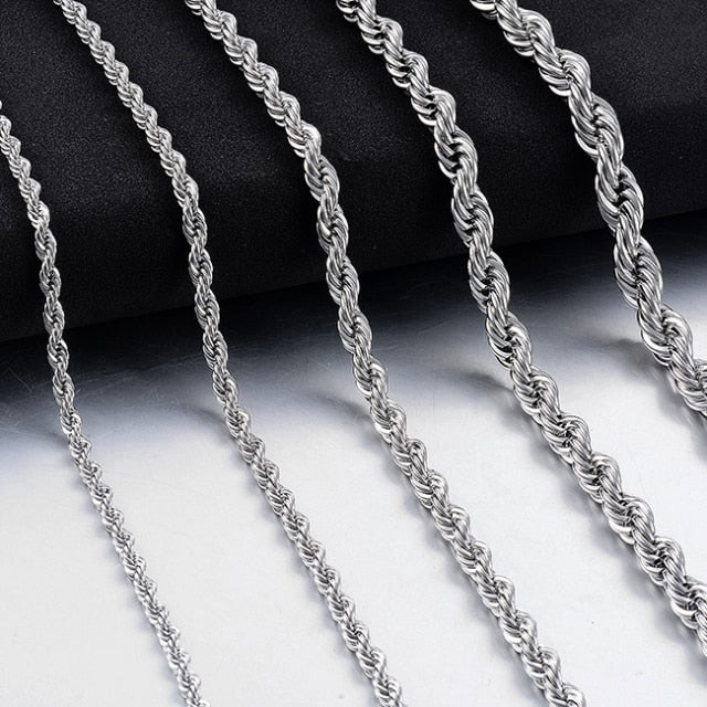 Stainless Steel Black Refined Rope Chain - Wurlis