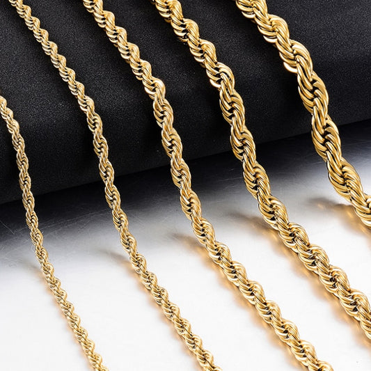 Stainless Steel Gold Refined Rope Chain - Wurlis