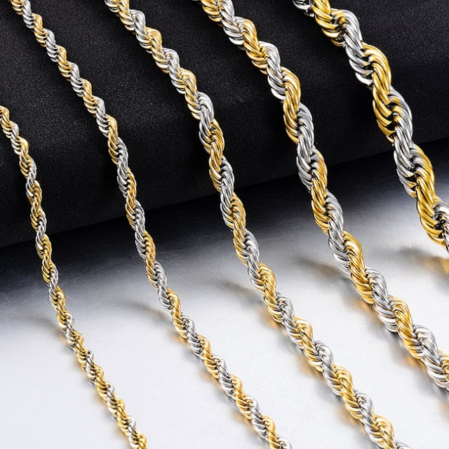 Stainless Steel Black Refined Rope Chain - Wurlis