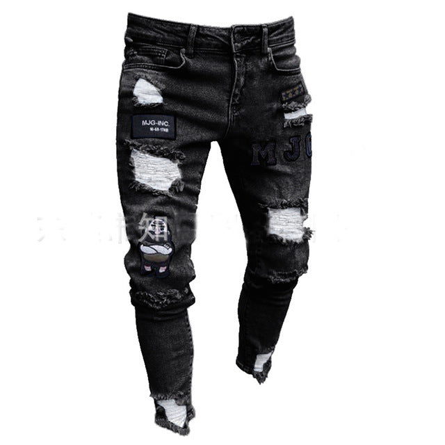 Ripped & Printed Skinny Jeans - Wurlis