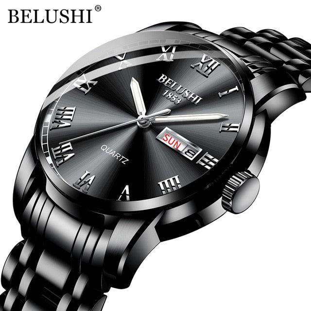 BELUSHI Luminous Waterproof Stainless Steel Wristwatch - Wurlis