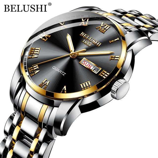 BELUSHI Luminous Waterproof Stainless Steel Wristwatch - Wurlis