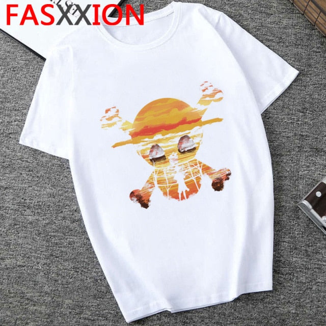 Printed One Piece Sunset Strawhat Tee - Wurlis