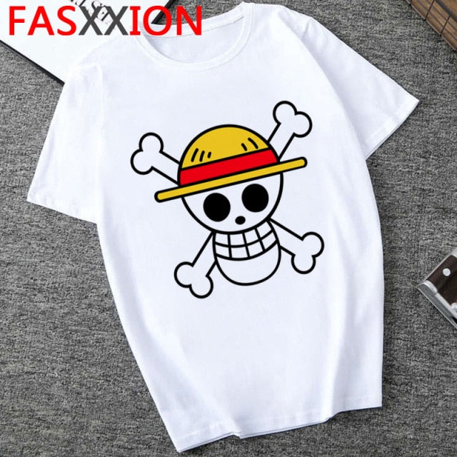 Printed One Piece Straw Hat Crew Tee - Wurlis