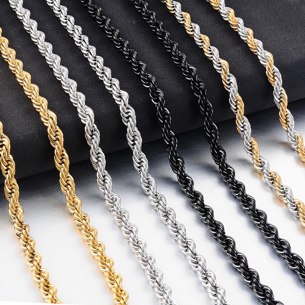 Stainless Steel Black Refined Rope Chain - Wurlis