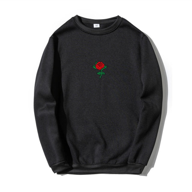 Printed Centered Rose Sweatshirt - Wurlis