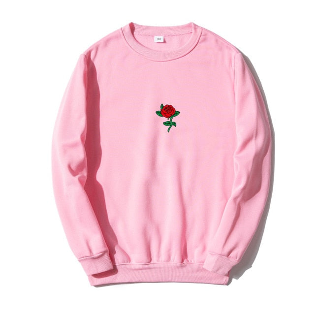 Printed Centered Rose Sweatshirt - Wurlis