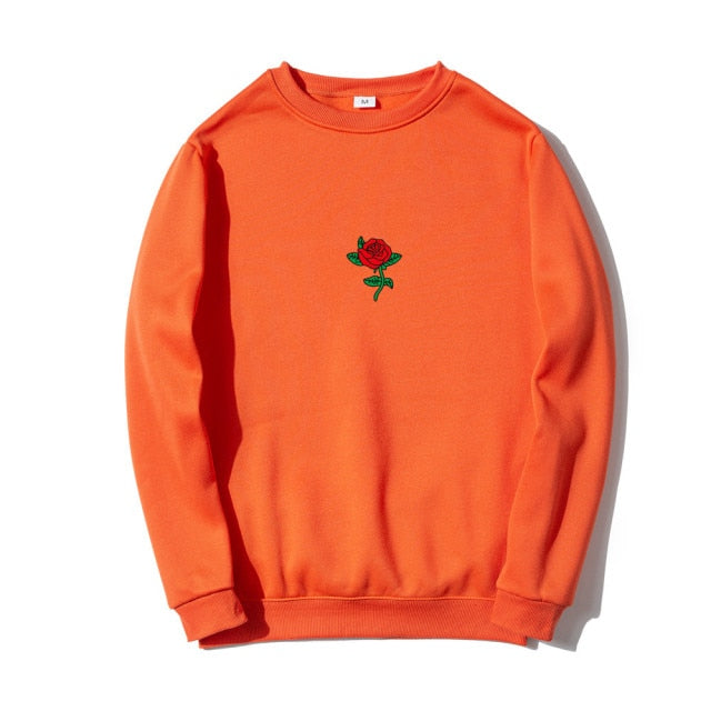 Printed Centered Rose Sweatshirt - Wurlis