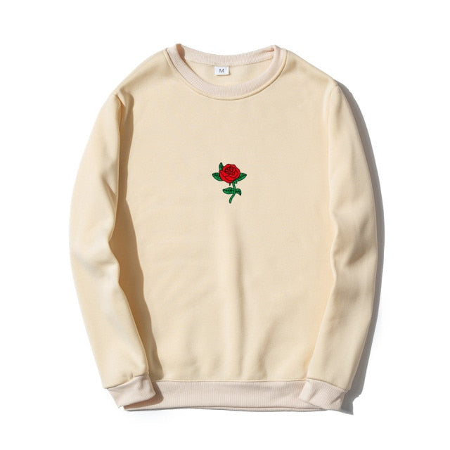 Printed Centered Rose Sweatshirt - Wurlis