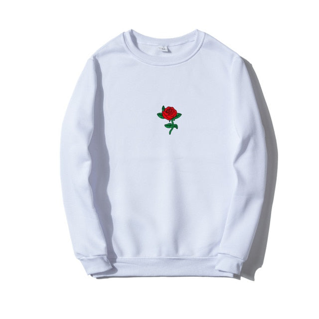 Printed Centered Rose Sweatshirt - Wurlis