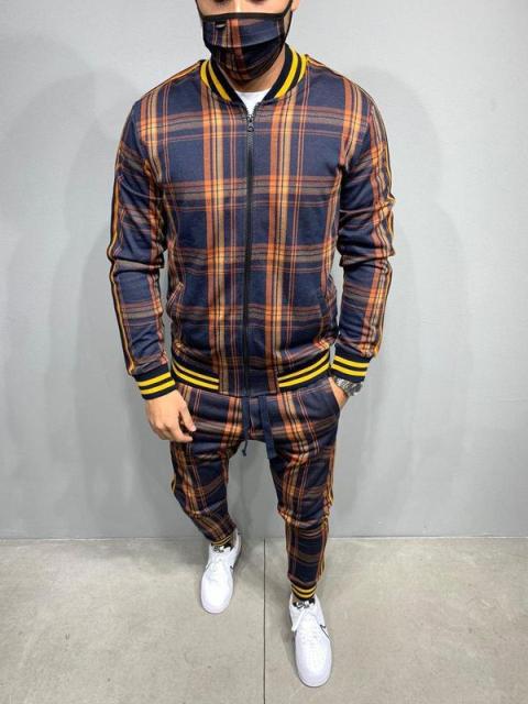 Designed Plaid Striped Tracksuit Co-ord - Wurlis