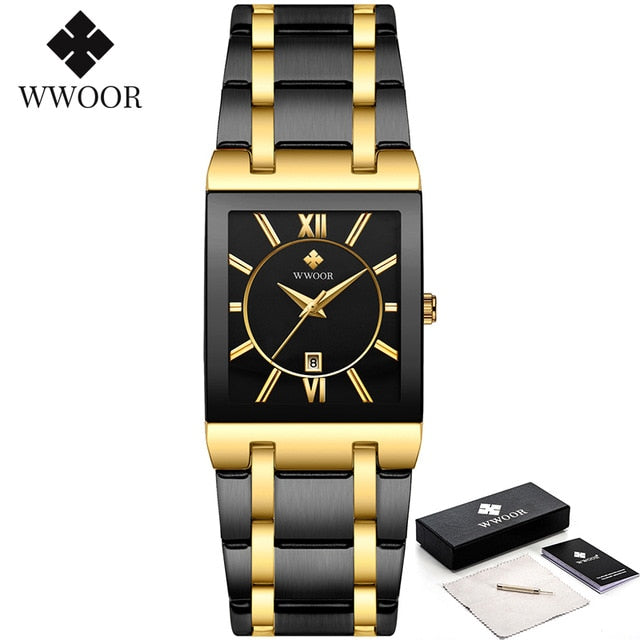 WWOOR Luxury Golden Quartz Stainless Steel Waterproof Wrist Watch - Wurlis