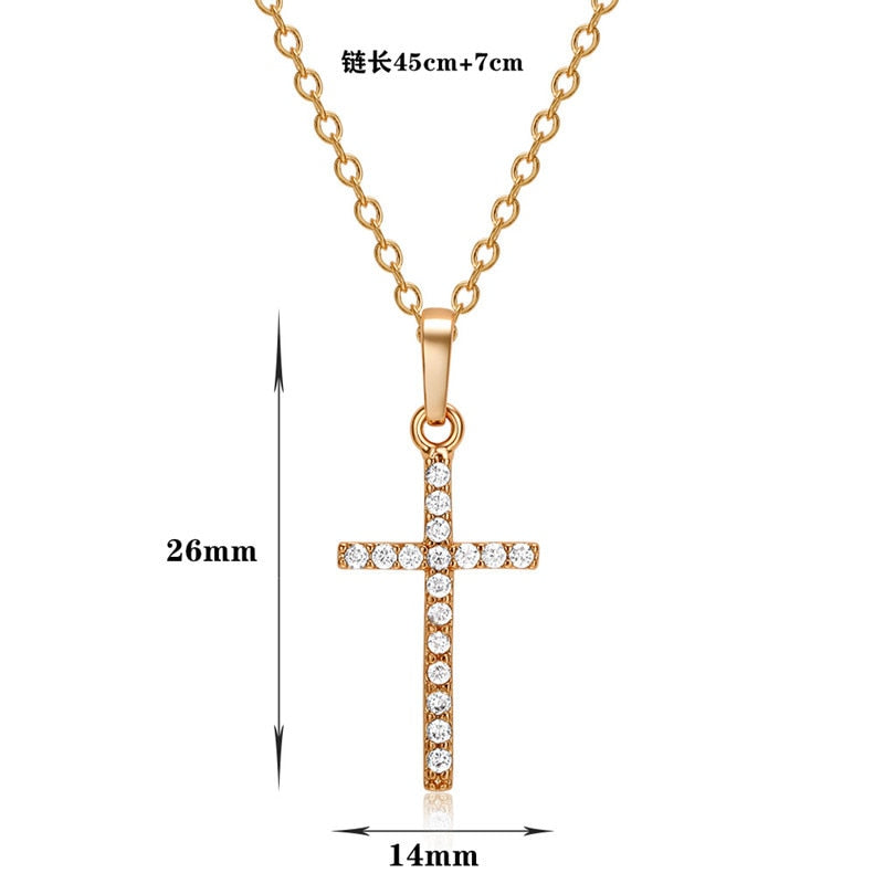 Rhinestone Cross Pendant & Chain - Wurlis