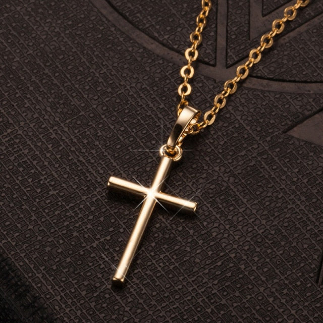 Rhinestone Cross Pendant & Chain - Wurlis