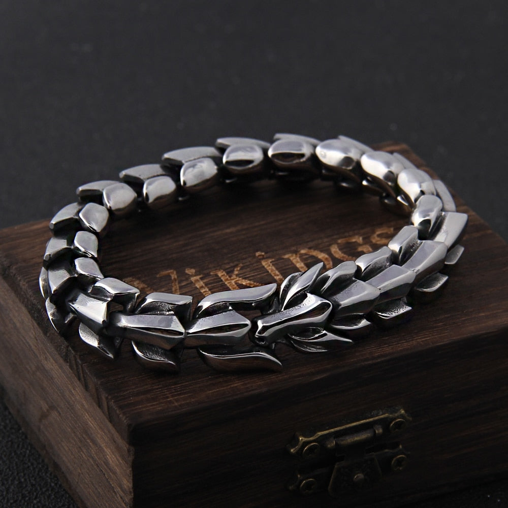 Ouroboros Vintage Stainless Steel Bracelet - Wurlis