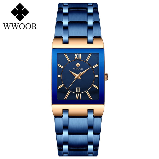 WWOOR Luxury Golden Quartz Stainless Steel Waterproof Wrist Watch - Wurlis