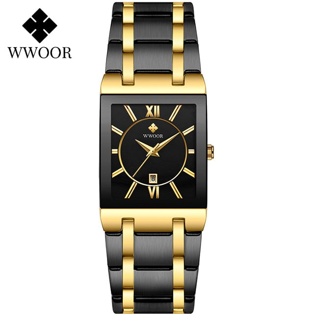 WWOOR Luxury Golden Quartz Stainless Steel Waterproof Wrist Watch - Wurlis