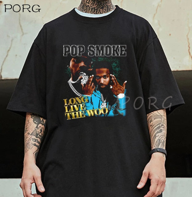 Graphic Pop Smoke Woo Vintage Tee - Wurlis