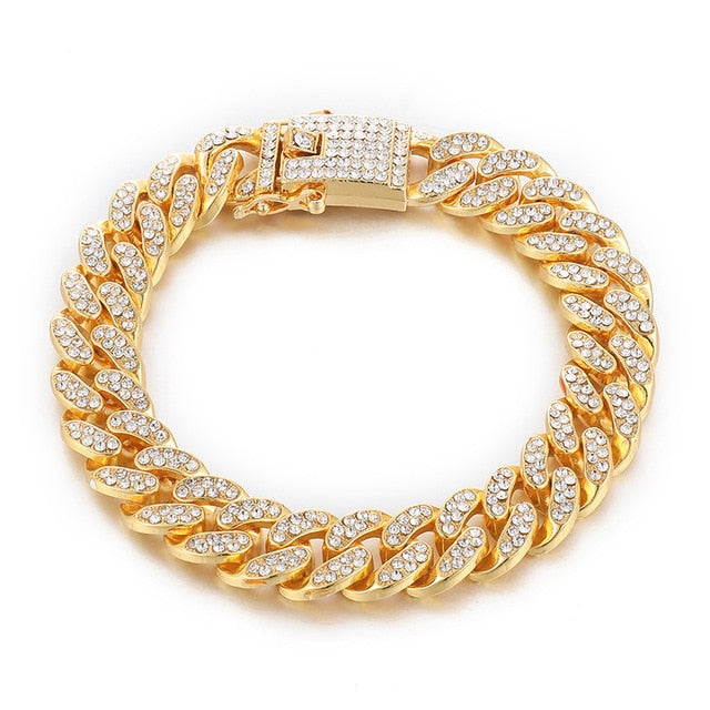 Cuban Rhinestone Chain Bracelet - Wurlis