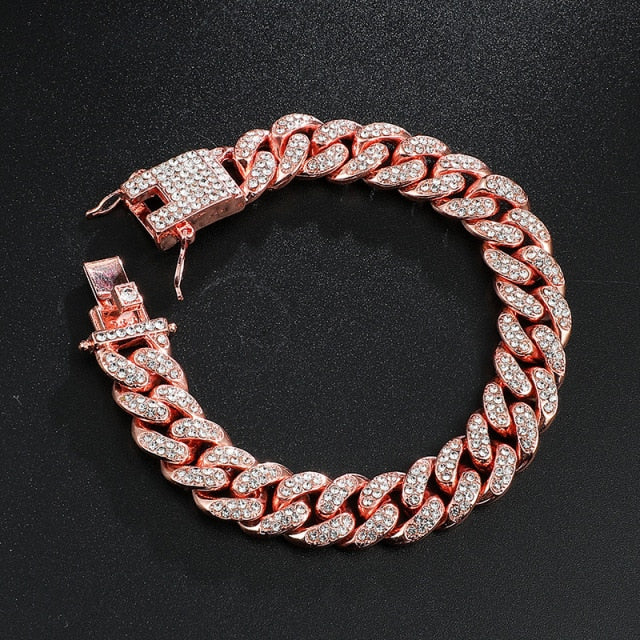 Cuban Rhinestone Chain Bracelet - Wurlis