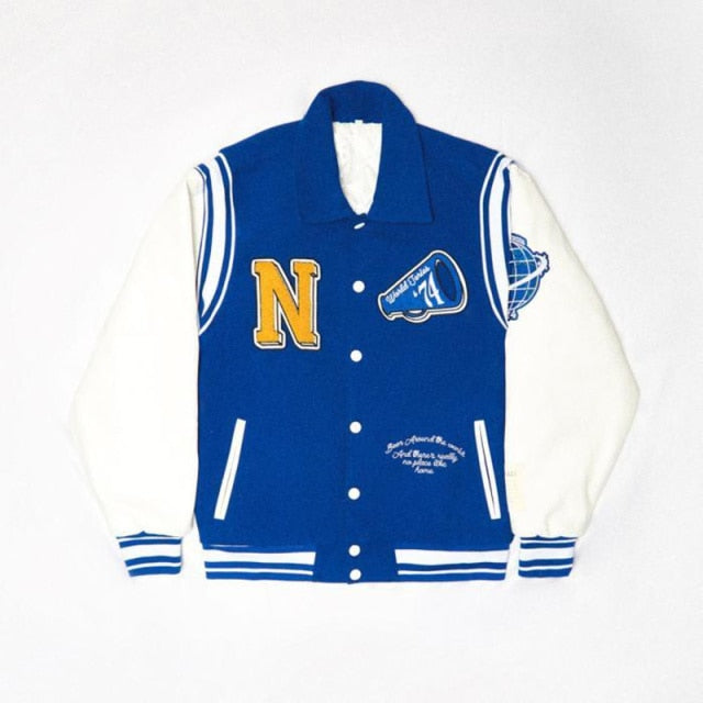 Embroidered N Varsity Bomber Jacket - Wurlis