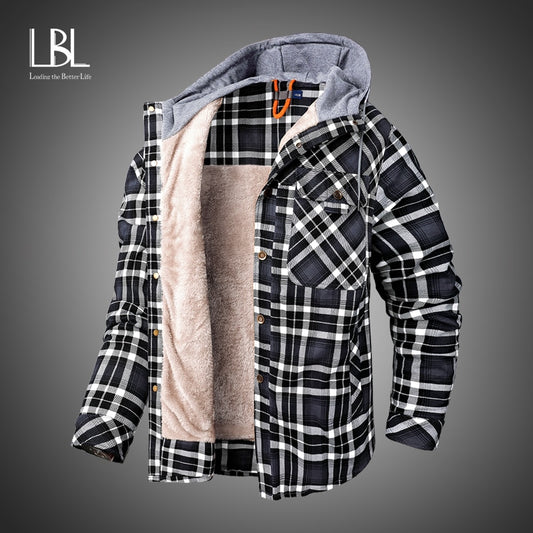 Plaid Hooded Parka Fleece Jacket - Wurlis