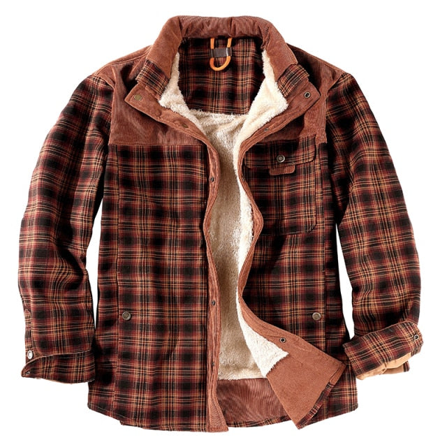 Plaid Hooded Parka Fleece Jacket - Wurlis