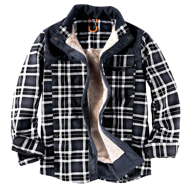 Plaid Hooded Parka Fleece Jacket - Wurlis