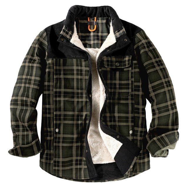 Plaid Hooded Parka Fleece Jacket - Wurlis