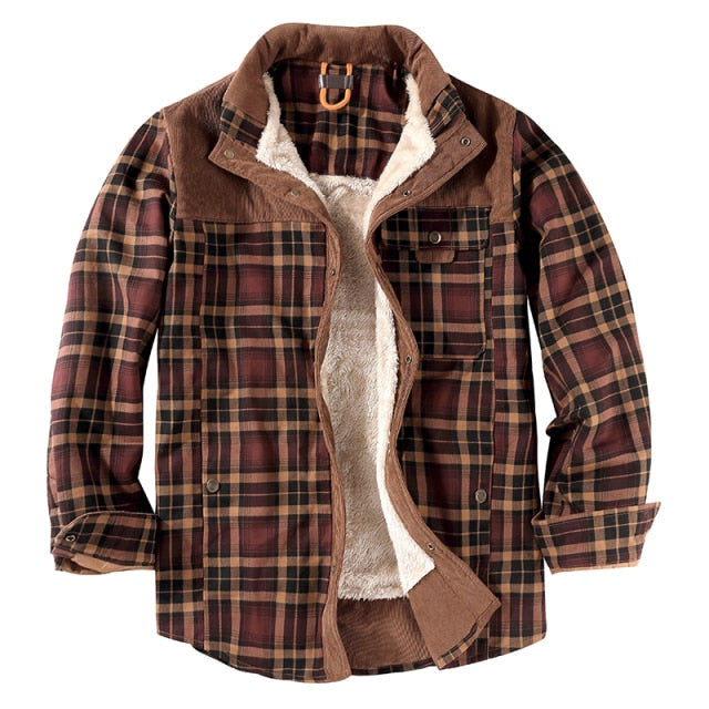 Plaid Hooded Parka Fleece Jacket - Wurlis