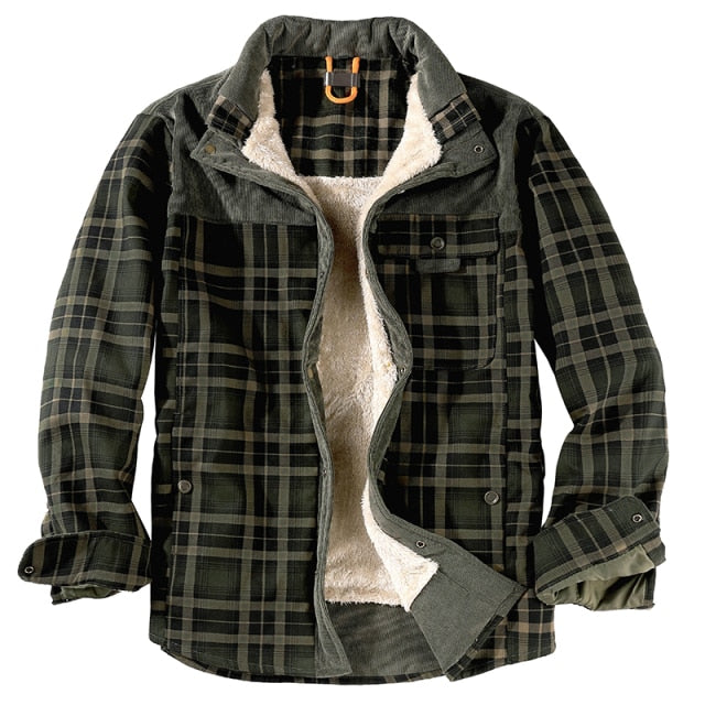 Plaid Hooded Parka Fleece Jacket - Wurlis