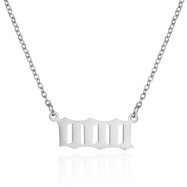 Stainless Steel Angel Numbered Necklace Chain & Pendant - Wurlis