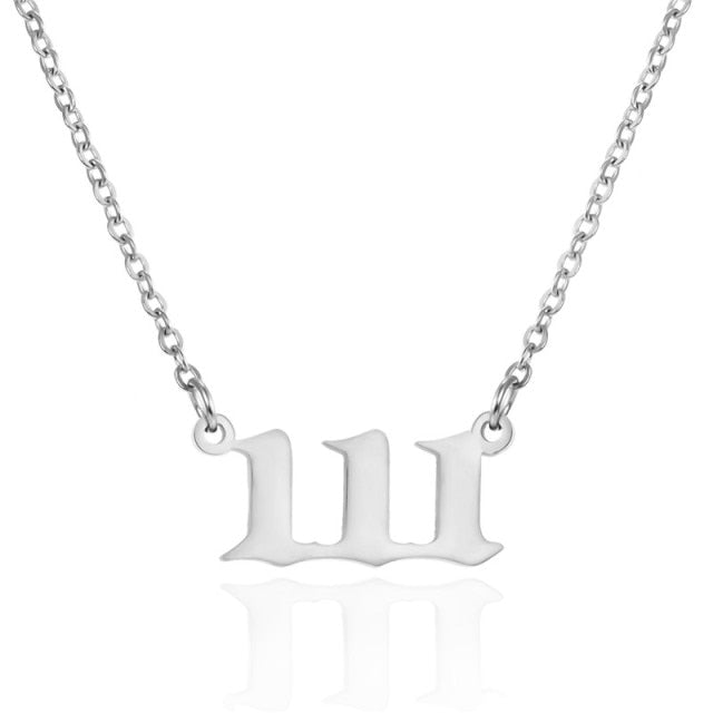 Stainless Steel Angel Numbered Necklace Chain & Pendant - Wurlis