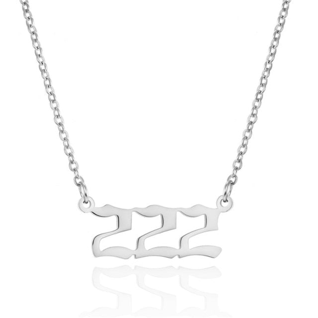 Stainless Steel Angel Numbered Necklace Chain & Pendant - Wurlis