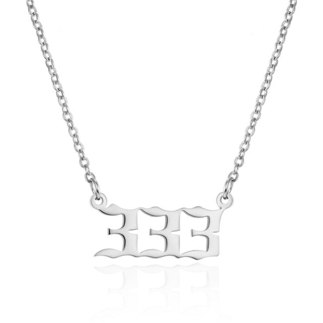 Stainless Steel Angel Numbered Necklace Chain & Pendant - Wurlis