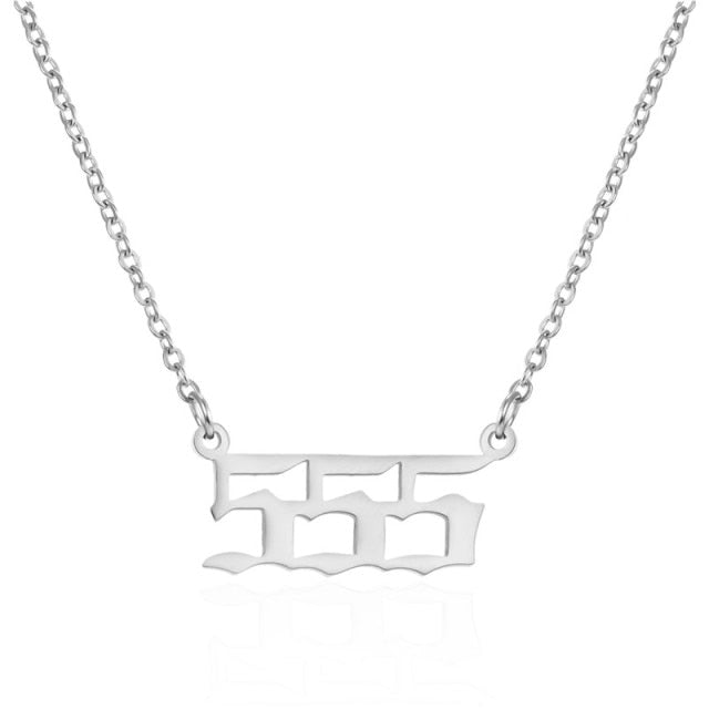 Stainless Steel Angel Numbered Necklace Chain & Pendant - Wurlis