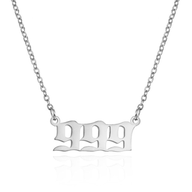 Stainless Steel Angel Numbered Necklace Chain & Pendant - Wurlis