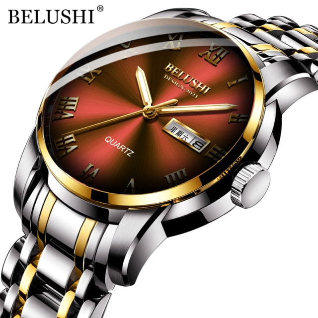 BELUSHI Luminous Waterproof Stainless Steel Wristwatch - Wurlis