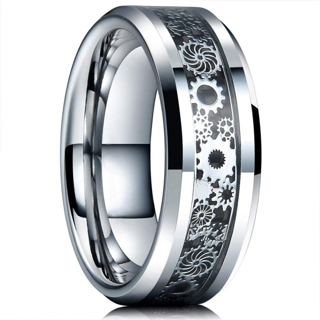 Styled & Refined Tungsten Carbide Gear Ring - Wurlis