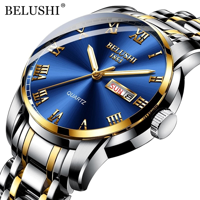 BELUSHI Luminous Waterproof Stainless Steel Wristwatch - Wurlis