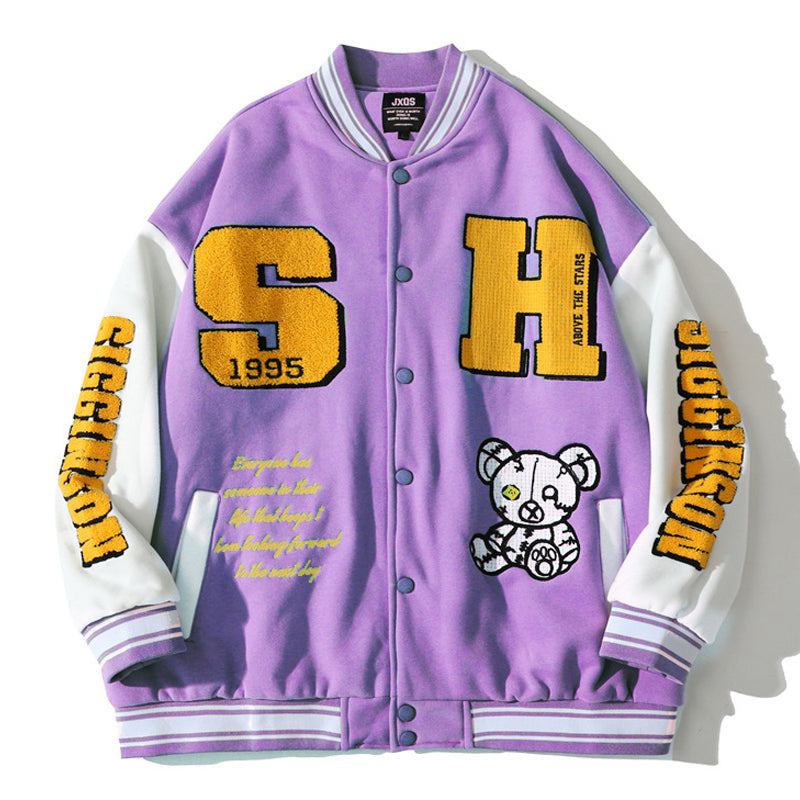 Embroidered S & H Bomber Varsity Jacket - Wurlis