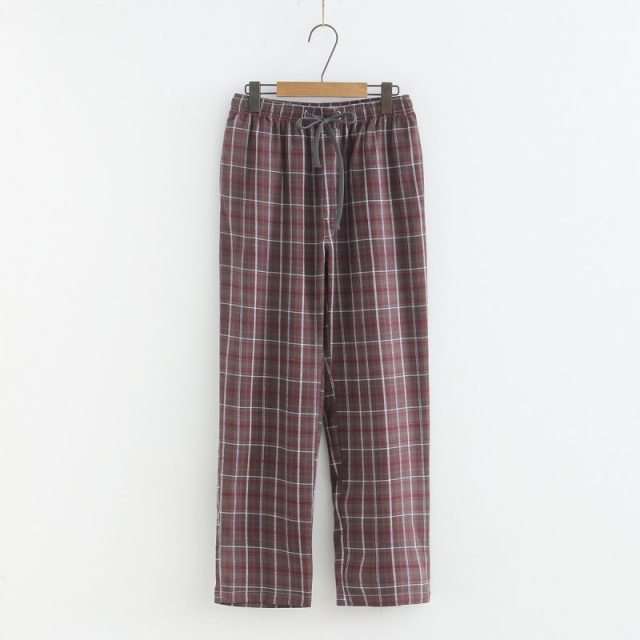 Plaid Cotton Pajama Pants - Wurlis