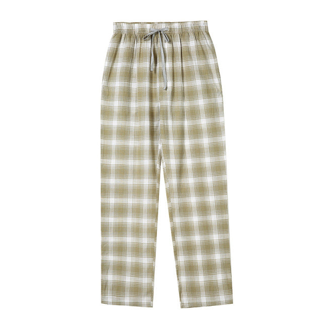 Plaid Cotton Pajama Pants - Wurlis