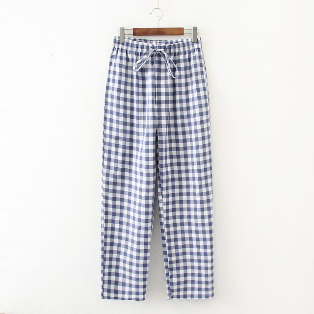 Plaid Cotton Pajama Pants - Wurlis