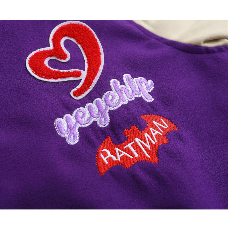 Purple Love Embroidered Varsity Jacket - Wurlis