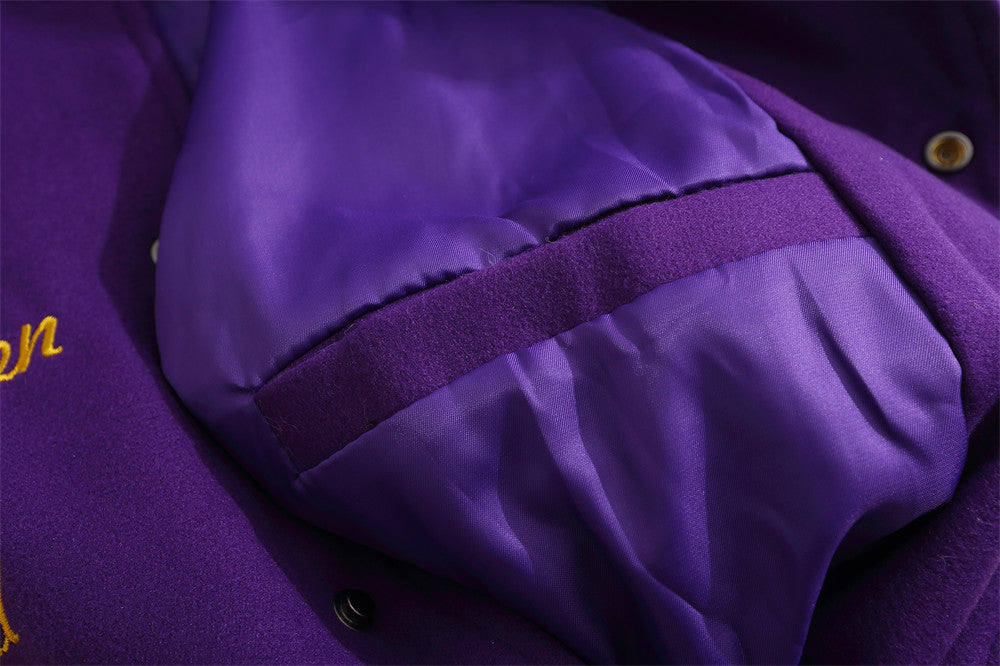 Purple Love Embroidered Varsity Jacket - Wurlis